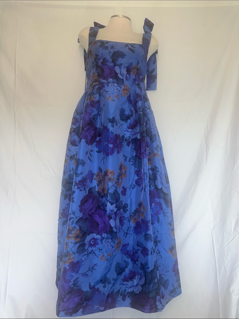 Maeve Blue Floral Maxi Dress with Purple Accents